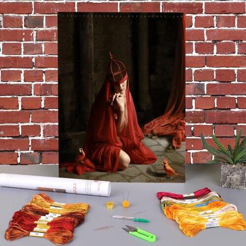 Woman Girl Printed Canvas 11CT Cross-Stitch DIY Embroidery Full Kit DMC Threads Knitting Handmade Sewing Hobby Room Stamped