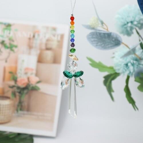 Crystal Angel Pendant Colorful Beads Hanging Drop for Outdoor Indoor Garden Window Wedding Curtain Chandelier DIY Decorations