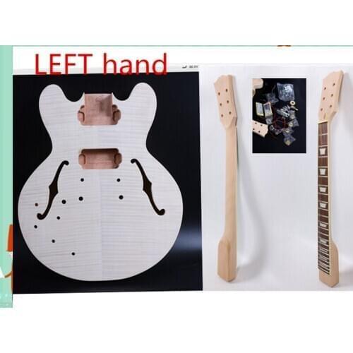 1set Guitar Kit Left hand Guitar neck Guitar Body Unfinished Hollow Electric guitar