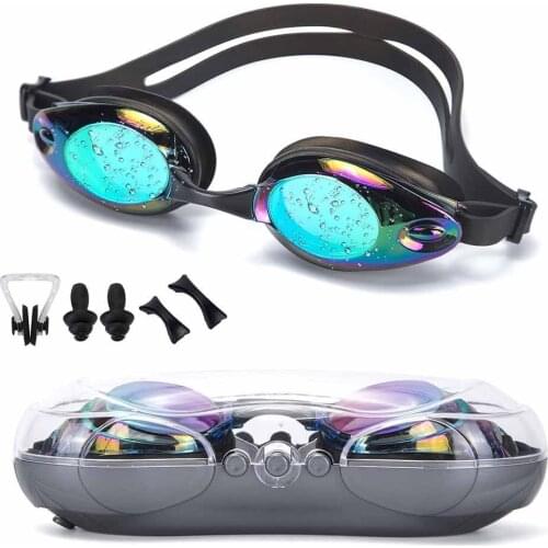 Summer Water Sports Pool Swimming Glasses Silicone Anti Fog Mirror Coated Wide Swimming Goggles