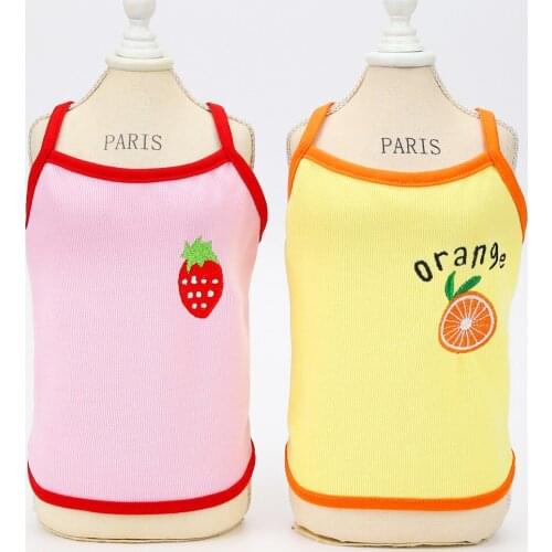 Cute Pet Dog Spring Summer Fruit Embroidery Sling Dress Clothes From XS to XXL Cheap Puppy Dogs Vest Coat