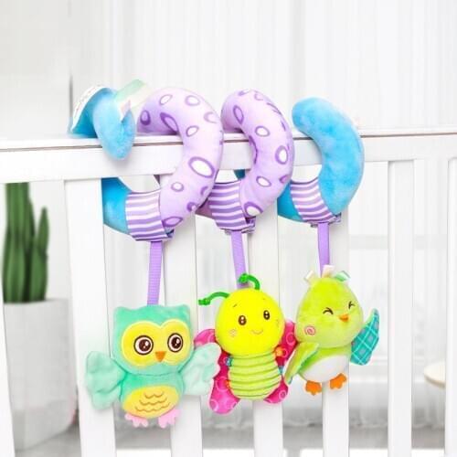 Cartoon Crib Mobile Baby Toy For 0-12 Months Animal Owl Bird Stroller Cart Hanging Toys Soft Plush Stuffed Mobile Bed Bell Toys