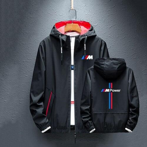Men New ABMW Car Logo Windbreaker rainproof Hoodie Zipper Casual Coats Splice Harajuku Jackets Tops zip up Jackets