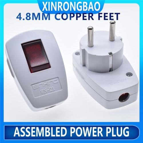 Germany Schuko Rewireable Power Plug Wih on-off Power Swtich 250V 10A EU CEE 7/7 Standard Adapter Receptacle Connector Type F WT