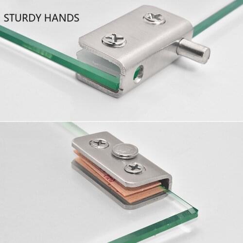 Stainless steel glass hinge glass door hinge cabinet door up and down shaft automatic spring open free hole shaft door clamp