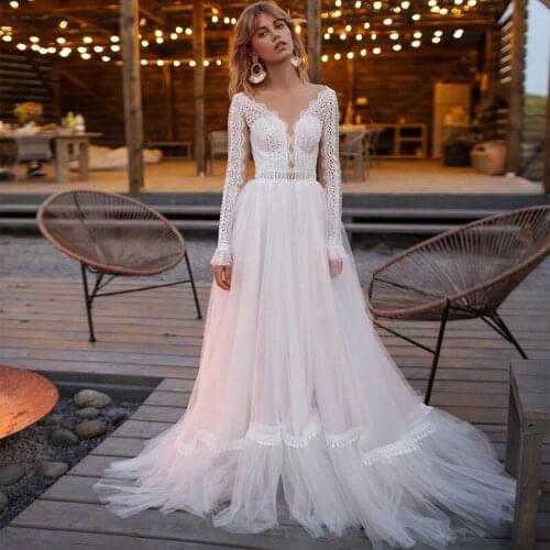 Wedding Dress with Sleeves Scoop Neck A-line Princess Bridal Gowns Robe de Mariage Bride Dress Sashes