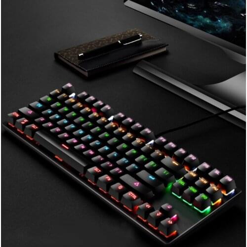 Wired Color Light Keyboard Computer Game Mechanical Keyboard Luminous K550 Green Axis Punk Electroplating Knob