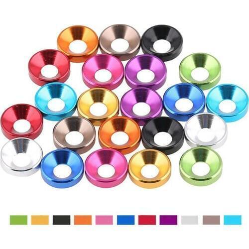 M3/M4 Multi-color aluminum alloy gasket washer countersunk flat head bolt plug gasket wear-resistant RC toy mountain bike washer