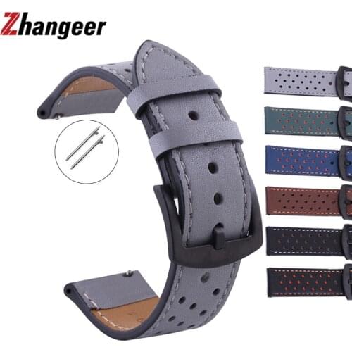 20mm 22mm Watch band Quick release Leather Strap for Samsung Galaxy Watch 3 Active2 40 44mm huawei watch gt 2 WatchBand 18 24mm