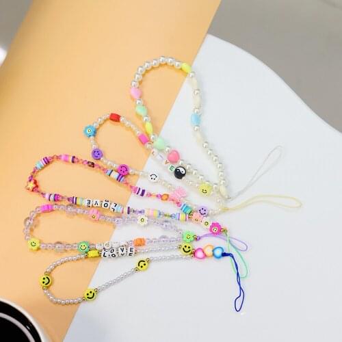 BLUE STAR Cellphone Strap Anti-lost Lanyard Hanging Cord Jewelry For Women Girls Fashion Trendy Colorful Acrylic Beads Mobile Ph
