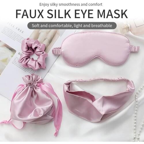Silk Sleeping Mask Nap Eye Cover Men Women Delicate Eyepatch Relaxing Occular Sleep Night Mask 4Pcs Set Free Shipping Blindfold