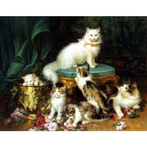 Modern Animal Cats Oil Painting on Canvas Home Decor Wall Arts Painting for Kids Room Hand Painted High Quality