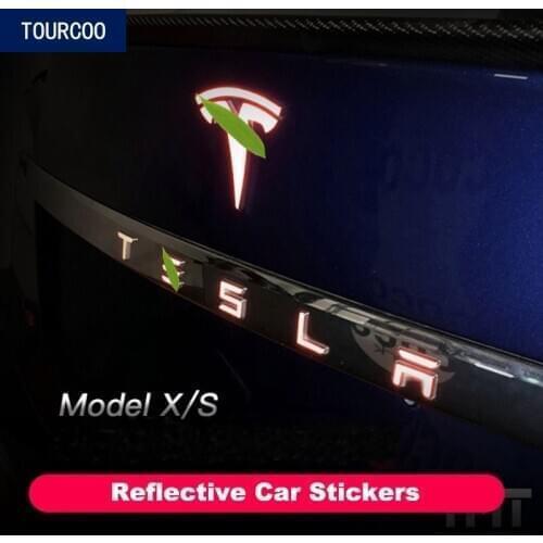 For Tesla Model S X Reflective Emblem Sticker Wheel Hub Door Handle Decor Car Modification Accessories