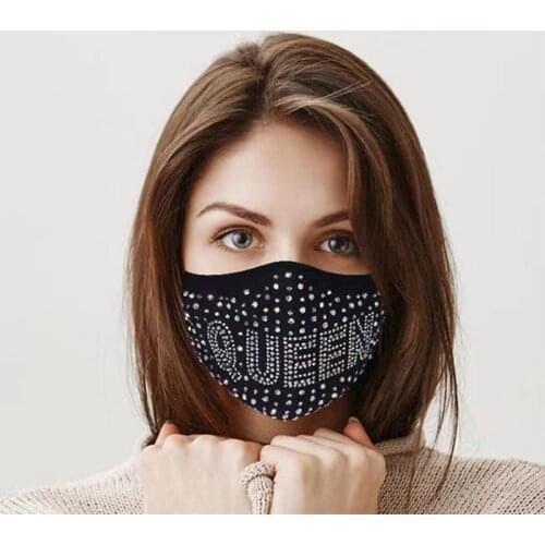 Halloween Face Decor Rhinestones Mask Elastic Reusable Washable Masque Queen Masquerade Soft Face Mask Jewelry for Party Gift
