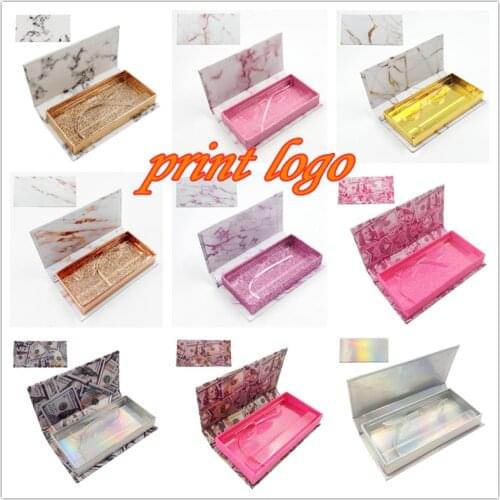 Eyelash Packaging Wholesale Bulk 1-100 Pcs Holographic Lashes Case Marble Eyelashes Package Custom Logo Lash Boxes Packaging