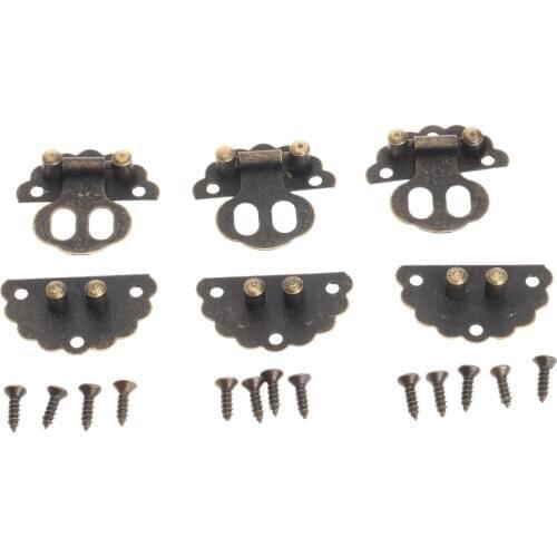 10Pcs Latch Hasps Antique Bronze Hook Vintage Locks Round Chest Decorative Jewelry Gift Wooden Case Box screw 30mm Zinc Alloy