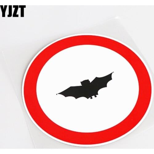 YJZT 13.2CM*13.2CM Cartoon Warning Signs Flying Bats PVC Car Sticker Decal Accessories 13-0790