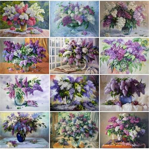 Yumeart Diamond Embroidery Lilac Picture Of Rhinestones 5D Diamond Painting Lavender Flowers Wall Decor DIY Diamond Mosaic Kits