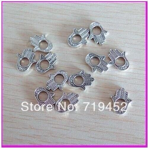 50pcs metal alloy Hamsa hand Protection Connector Charm for DIY jewelry findings wholesale 2021