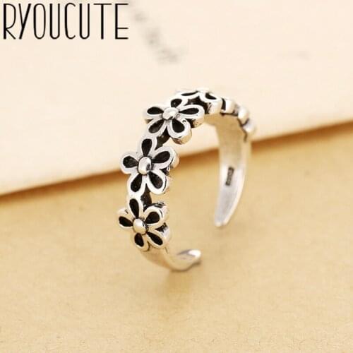 Bijoux Bohemian Vintage Silver Color Plum Flower Rings For Women Engagement Rings Girls Party Gifts Anillos 2020