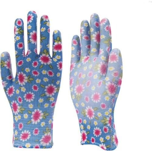 1Pair 23.5cm Breathable Gardening Gloves Nylon PU Glove Women Non-slip Housework Gloves