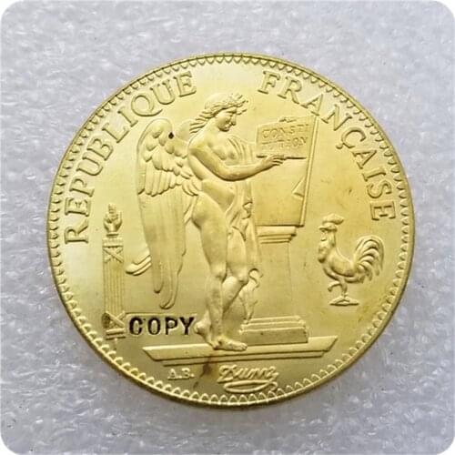 1909 A France Liberte Egalite Fraternite 100 Francs Gold Brass Metal COPY coin