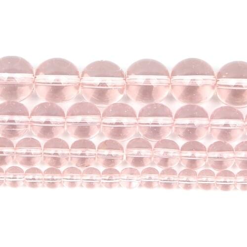 4-12mm Natural Stone Bead Round Smooth Loose Light Pink Glass Stone Bead For Jewelry Making DIY Charm Bracelet Necklace Handmade