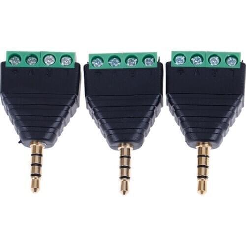 4pole Stereo Av Screw Terminal Jack 3.5mm Male 4pin Terminal Plug Connector