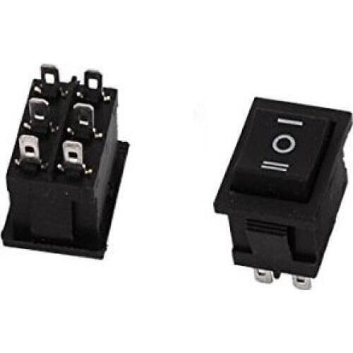 5 PCS 6Pin DPDT ON-OFF-ON 3 Position Snap Boat Rocker Switch AC 6A/250V 10A/125V