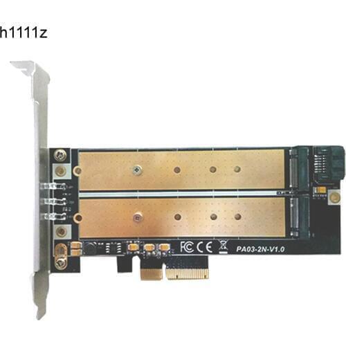 PCI-E 4X to M2 SSD Adapter B Key M.2 NGFF M key NVME SSD PCI-E Dual Interface Card LED Low Profile Bracket Support 2230-22110 M2