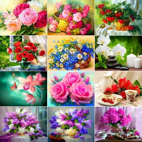 XUEQIXIAOZU Full Round Flowers Landscape Diamond Embroidery 5D DIY Diamond Painting Mosaic Home Decoration 2020 Gifts New