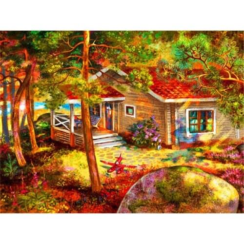 Diamond Painting Countryside House Full Square Drill Diamond Embroidery Mosaic Autumn Landscape Room Art Gift