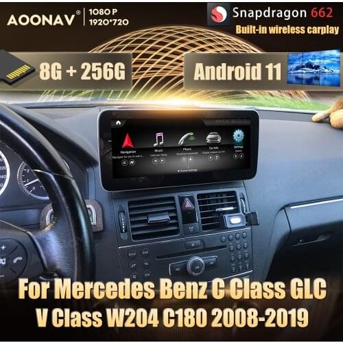 256GB android 11 Snapdragon 662 2din android auto for mercedes benz C Class GLC V Class W204 C180 2008-2019 car radio multimedia