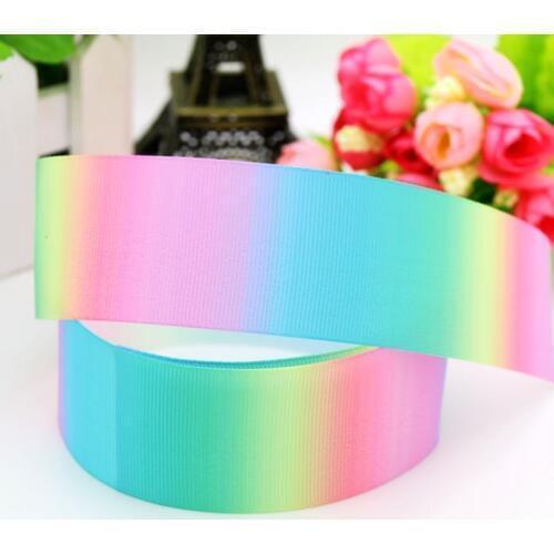 Free shipping gradient colors rainbow 4 size printed grosgrain ribbon headwear hair bow diy party decoration wholesale OEM B1448