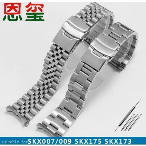 Stainless steel watch band 20mm 22mm silver wristband mens bracelet Suitable for SKX175 173 SKX007 009 watch accessories