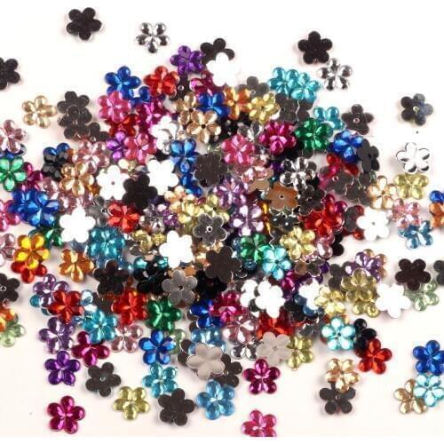 300Pcs Mixed Flower Acrylic Decoration Crafts Beads Flatback Cabochon Scrapbook DIY For Clothes Embellishments Accessories