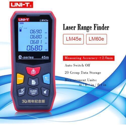 UNI-T New Laser Distance Meter 45m 60m/147ft 196ft Digital RangeFinder Measure Tools Diastimeter LM45E/LM60E