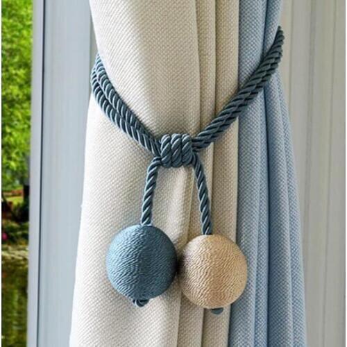 Eco-friendly 100% Cotton Hand Made Curtain Straps Simple Curtains Hanging Ball For Curtains Hook Curtain Accessories Tied Rope
