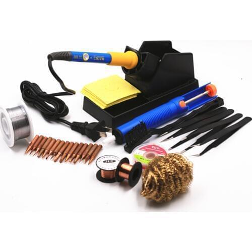 SZBFT 220V 60W Electric Soldering Iron Adjustable Temperature Solder Station With copper Tip Stand Solder Wire pump tweezers