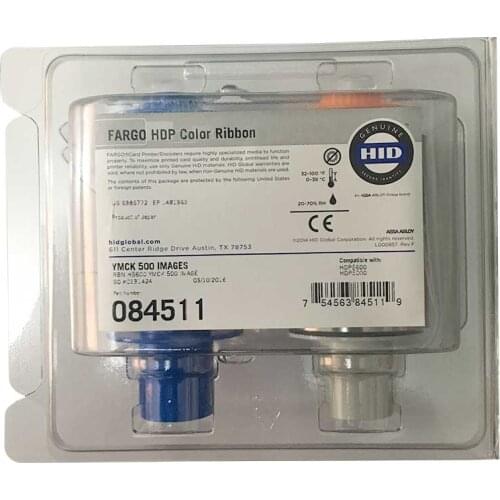 Fargo 084511 YMCK color ribbon 3pcs and 084500 film 1pcs 1500 prints for Fargo HDP5600 card printer