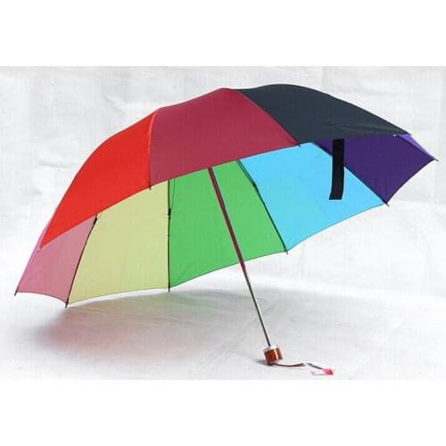 [ Fly Eagle ]Colorful Strong Ribs Rainbow Sun Rain Shine Umbrella folding Parasol