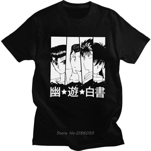 Anime Manga Yu Yu Hakusho Tshirt Short Sleeves Soft Cotton Yusuke Urameshi Tee Kazuma Kuwabara T-shirt Kurama Shirts Hiei Tops