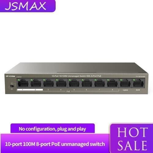 JSMAX IPCOM F1110P-8-63W 8+2 Port POE Ethernet Switch WLAN 10/100Mbps Network Switch for CCTV IP Camera Wireless RJ45 Switch