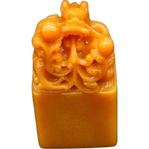 Calligraphy and painting seal cutting seal jade imitation Shoushan stone field Huangshi collection dragon head square seal