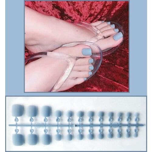 Matte Frosted Candy Color 24Pcs Full Cover Short Toenail False Nails DIY Foot Tip Fake Nail Art Salon Nail Art Manicure Material