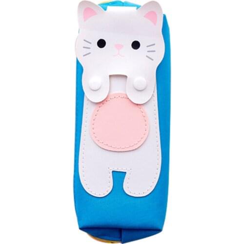 Cute Cartoon Cat Pencil Case Kids School Stationery Pen Ruler Eraser Storage Bags Large Capacity Canvas Zipper Pencil Bag