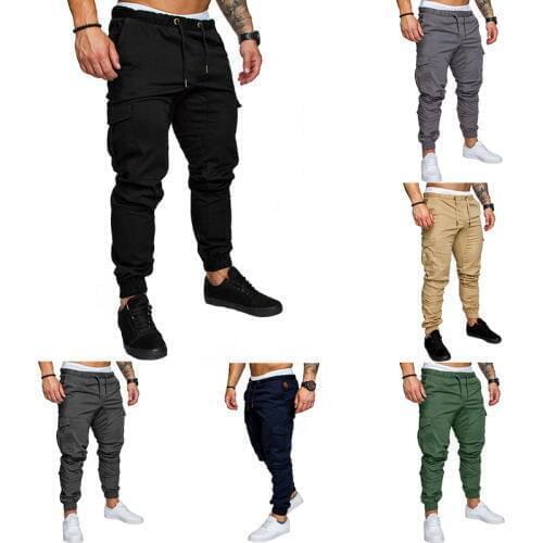 10 Colors 2020 Men New Casual Cargo Pants Plus Size Sport Joggers Trousers Black Fitness Gym Clothing Pockets Leisure Sweatpants