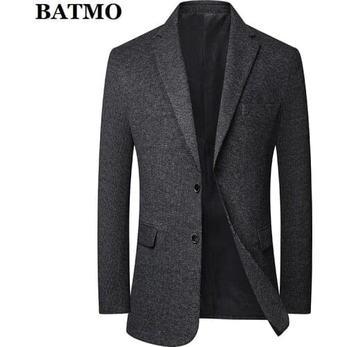 BATMO 2020 new arrival spring casual grey plaid blazer men,mens casual jackets,plus-size M-4XL 1961