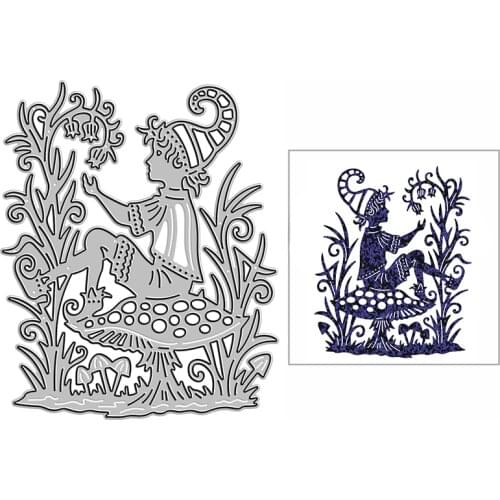 New Elves Boy Mushroom Grass Craft Embossing Mold 2021 Metal Cutting Dies for DIY Decor Scrapbooking Album Card Making No Stamps