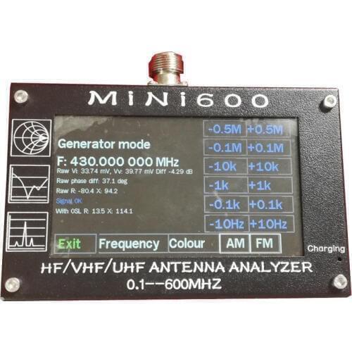 New Mini600 5V/1.5A HF VHF UHF Antenna Analyzer 0.1-600MHz SWR Meter 1.0-1999